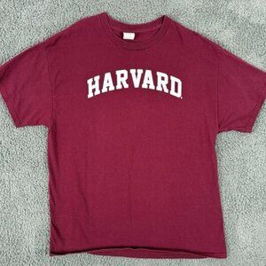 Harvard Shirt Large Maroon‎ Short Sleeve Crew Neck Single Stitch Hanes